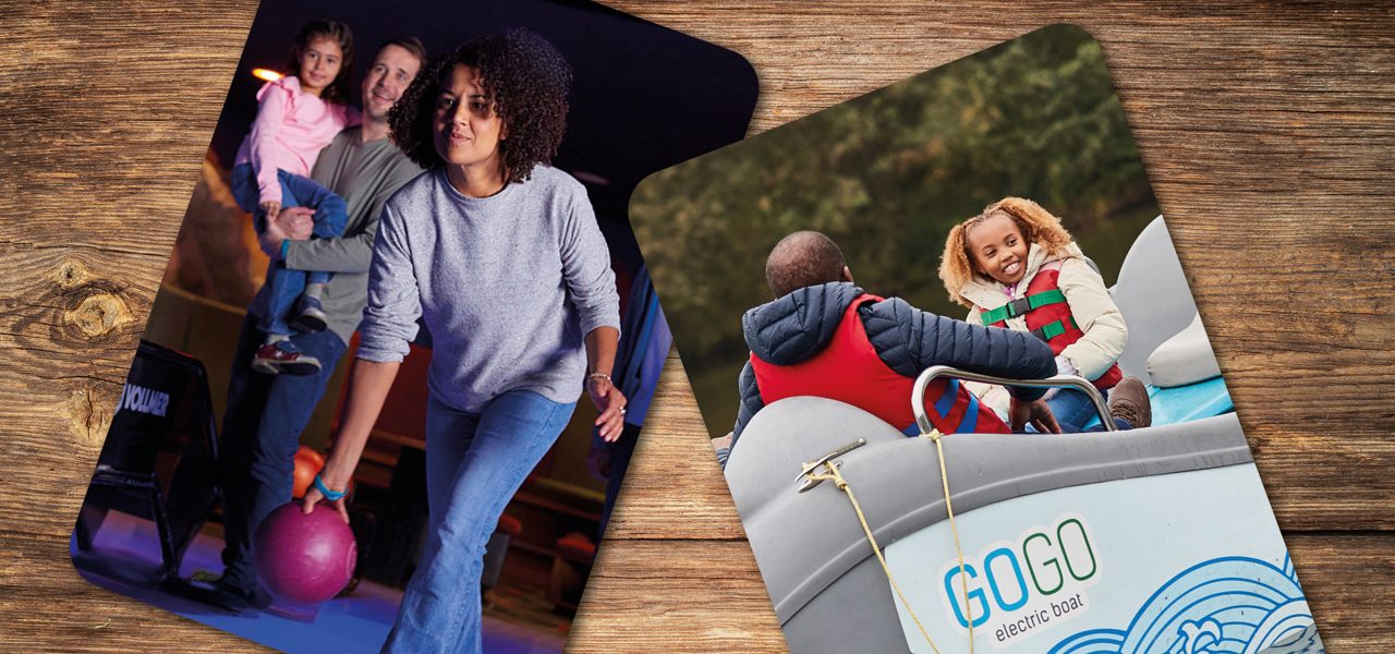 Wooden cabin serving festive food.